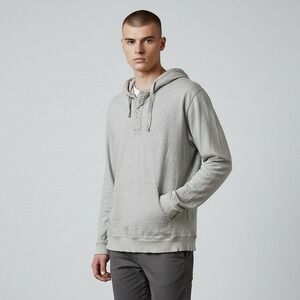 Lucky Brand Men's Hoodie Cream Long Sleeve Henley Light Pullover Sweatshirt XL